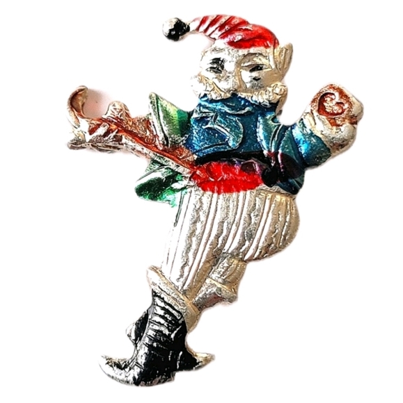 Vintage Dainty Santa Elf Christmas Holiday Pin Brooch Stocking Stuffers - Picture 1 of 6